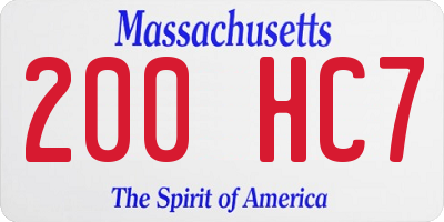 MA license plate 200HC7