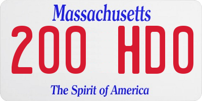 MA license plate 200HD0