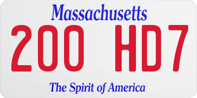 MA license plate 200HD7