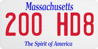 MA license plate 200HD8