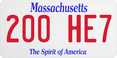 MA license plate 200HE7