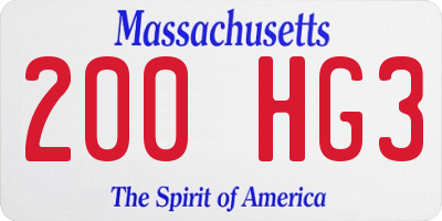 MA license plate 200HG3