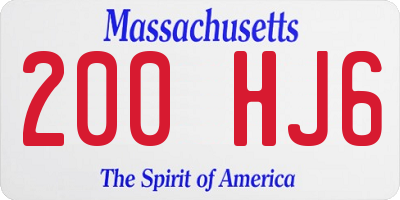 MA license plate 200HJ6