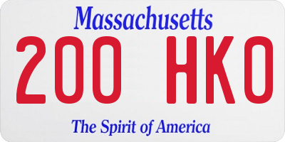 MA license plate 200HK0