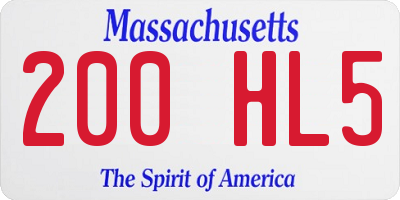 MA license plate 200HL5