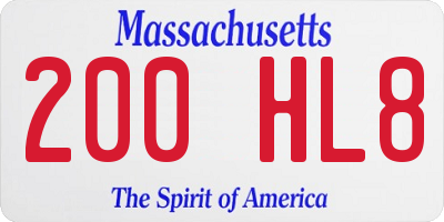 MA license plate 200HL8