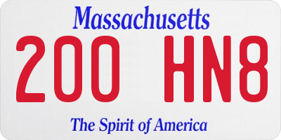 MA license plate 200HN8