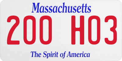 MA license plate 200HO3