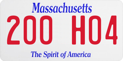 MA license plate 200HO4