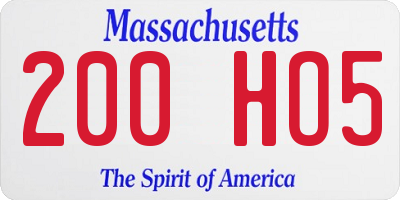 MA license plate 200HO5