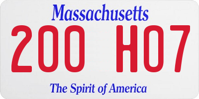 MA license plate 200HO7