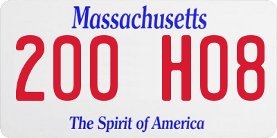 MA license plate 200HO8