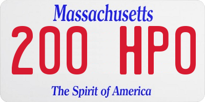 MA license plate 200HP0
