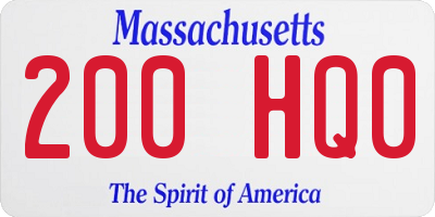 MA license plate 200HQ0