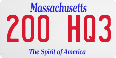 MA license plate 200HQ3