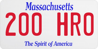 MA license plate 200HR0