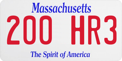 MA license plate 200HR3