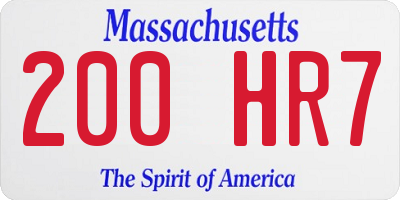 MA license plate 200HR7