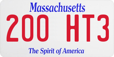 MA license plate 200HT3