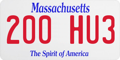 MA license plate 200HU3