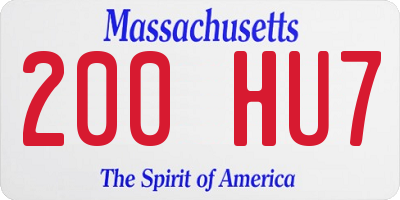 MA license plate 200HU7