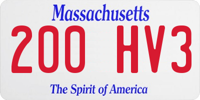 MA license plate 200HV3