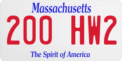 MA license plate 200HW2