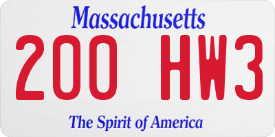 MA license plate 200HW3