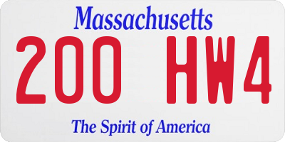 MA license plate 200HW4