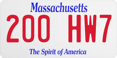 MA license plate 200HW7