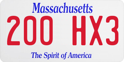 MA license plate 200HX3