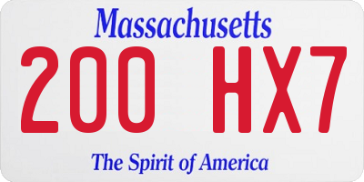 MA license plate 200HX7