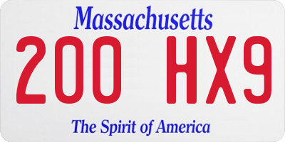 MA license plate 200HX9