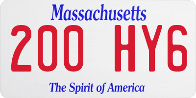 MA license plate 200HY6