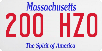 MA license plate 200HZ0