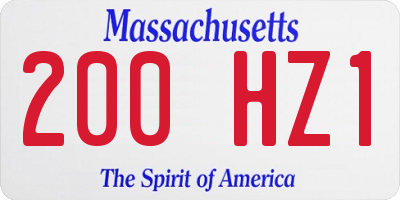 MA license plate 200HZ1