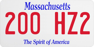MA license plate 200HZ2