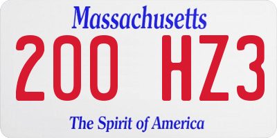 MA license plate 200HZ3