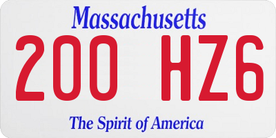 MA license plate 200HZ6