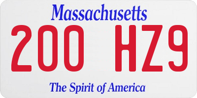 MA license plate 200HZ9