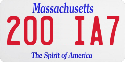 MA license plate 200IA7