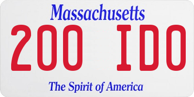 MA license plate 200ID0