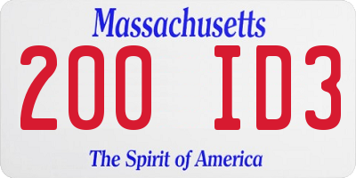 MA license plate 200ID3