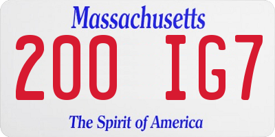 MA license plate 200IG7