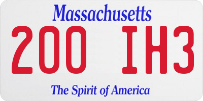 MA license plate 200IH3