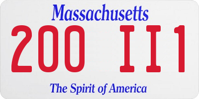 MA license plate 200II1