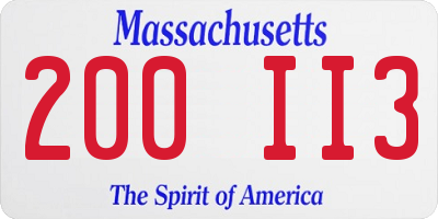 MA license plate 200II3