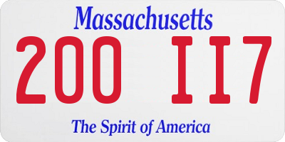 MA license plate 200II7