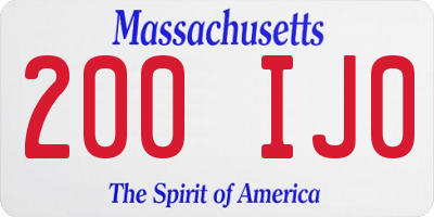 MA license plate 200IJ0