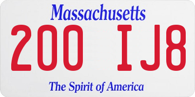 MA license plate 200IJ8